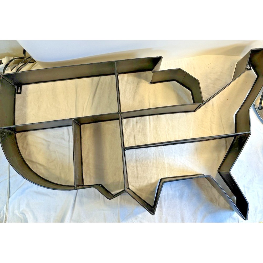 Modern Black Industrial Metal USA Map Silhouette Wall Display Shelf 30 x 18 x3.5